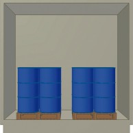 1F000259 Wellblech Container 6/8 Fässer 