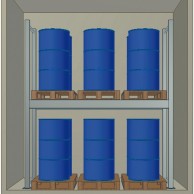 1F000268 Wellblech Container 12/16 Fässer 