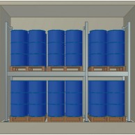 1F000265 Wellblech Container 24 Fässer 