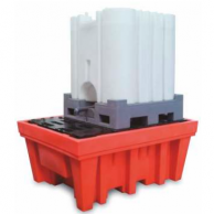 Polyethylene sump pallet with receptacle for 1 IBC