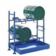 Plataforma impilable para barriles con cubeta colectora